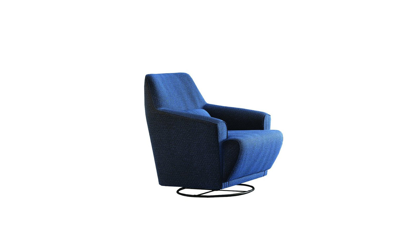 Lionte Swivel Metal Leg Armchair Navy Blue Patterned