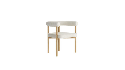 Soffice Chair - Sapphire Oak Legs - White Fabric